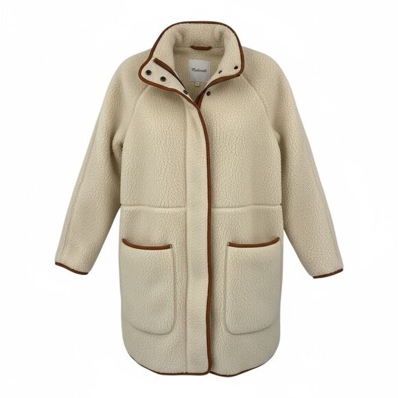 Madewell Natural Double Faced Sherpa Estate Snap Zip Long Sleeve Coat Size XS - Picture 10 of 10